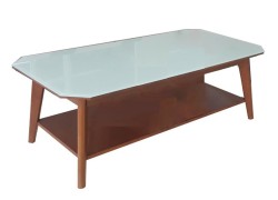 Bàn trà gỗ tự nhiên mặt kính Hòa Phát BSF47K10