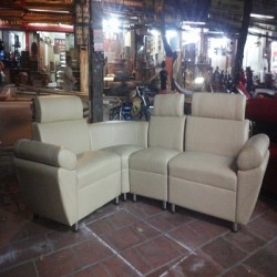 Bộ ghế Sofa da màu kem giá rẻ SF137