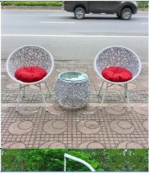 Bàn ghế ban công nhựa giả mây BC99 ( Giá đã có đệm )