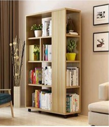 Kệ sách gỗ đứng 4 tầng 3 cạnh có bánh xe  KGX09