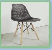 Ghế cafe đan lưới nhựa chân gỗ GCF38