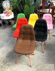 Ghế cafe bọc da chân gỗ GCF42