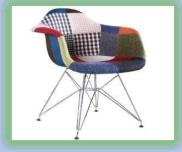 Ghế nhựa bọc vải chân giằng mạ GCF53