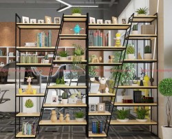 Kệ sắt đợt gỗ trang trí vách ngăn KGS84