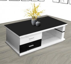 Bàn trà kính hộp 2 ngăn kéo BSF06