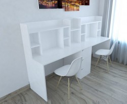 Bàn học đôi đẹp bằng gỗ cho 2 bé BHD03 ( GIÁ BAO GỒM 2 GHẾ )