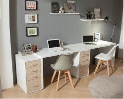 Bàn học đôi có chân ngăn tủ kéo dài 2m4 BHD04 ( GIÁ CHƯA BAO GỒM GHẾ ) 