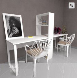 Bàn học đôi liền kệ chân sắt mặt gỗ dài 2m4 BHD06