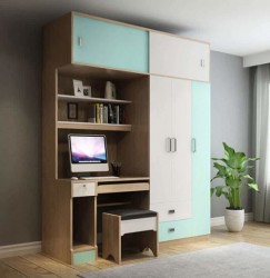 Bàn làm việc liền giá sách và tủ quần áo BGK70