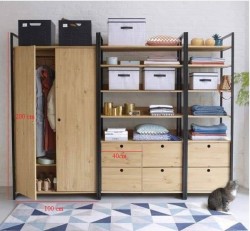 Tủ quần áo gỗ khung sắt có ngăn tủ dài 2m2 TQA69