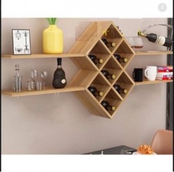 Kệ rượu gỗ treo tường hình thoi KR02