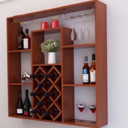 Kệ rượu gỗ treo tường hình vuông KR04 (Chưa có treo ly)