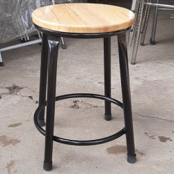 Ghế đôn gỗ cao su chân sắt GCF70