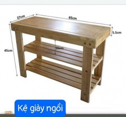 Kệ để giày gỗ tự nhiên rộng 65cm KĐG24