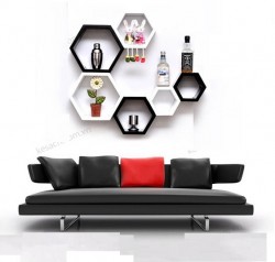 Kệ treo tường lục giác gỗ công nghiệp KTT34