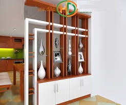Tủ kệ gỗ trang trí vách ngăn phòng TKG43