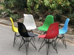 Ghế cafe lưới nhựa chân giằng sắt sơn GCF77