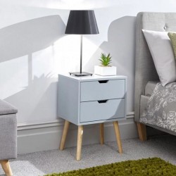 Hộc 2 ngăn kéo đầu giường chân gỗ cao TAB09