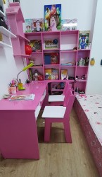 Bàn học đôi sơn hồng kèm ghế BHD09