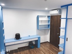 Bàn học đôi liền kệ sách đẹp BHD10