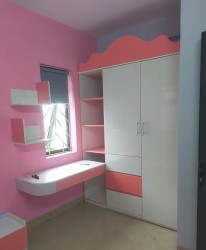 Tủ áo trẻ em màu hồng gỗ MDF TQA89 