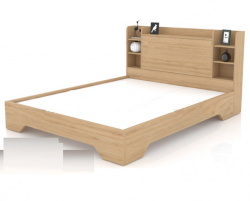 Mẫu giường ngủ hiện đại đẹp nhất bằng gỗ công nghiệp liền kệ sách GCN78