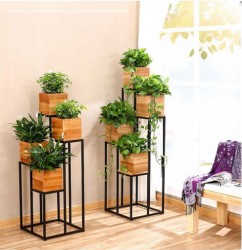 Kệ sắt có hộp gỗ để cây cảnh KGS76