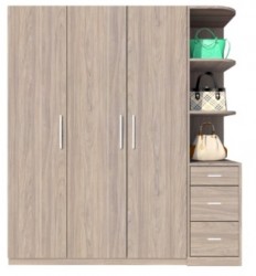 Tủ quần áo cao 3 khoang 3 cánh cửa gỗ mở đẹp TQA19