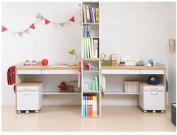 Bàn đôi học sinh liền giá sách BGK47