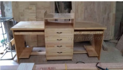 Bàn học đôi cho bé có kệ sách liền bàn BHSG02