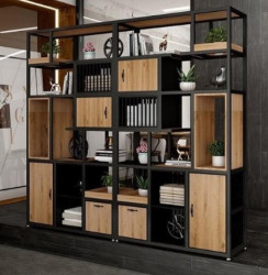 Kệ khung sắt đợt gỗ để sách và đồ trang trí  6 tầng KGS46