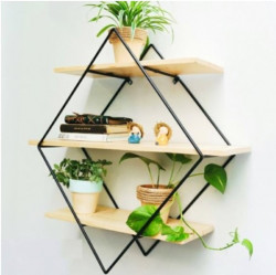 Kệ sách khung sắt đợt gỗ trang trí treo tường KGS49