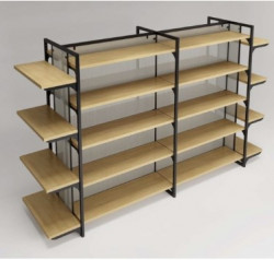 Kệ khung sắt đợt gỗ để bày hàng siêu thị KGS92