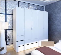 Tủ áo gỗ 3 khoang 5 cánh mở có ngăn kéo để đồ TQA104