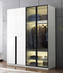 Tủ quần áo thời trang gỗ cánh kính khung nhôm có đèn led TQA108