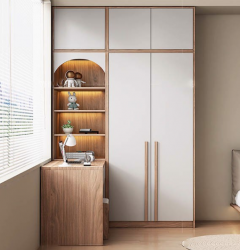 Bộ tủ quần áo gỗ kiêm bàn học kệ làm việc TQA115