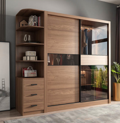 Tủ quần áo gỗ cánh kính trượt kèm kệ góc TQA117