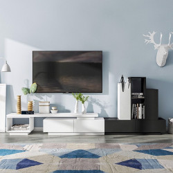 Kệ tivi kèm giá sách trang trí hiện đại KTV73