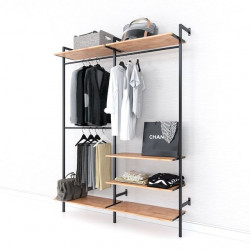 Kệ mắc quần áo khung sắt đợt gỗ đa năng KMA05