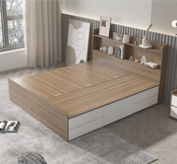 Giường gỗ công nghiệp có ngăn kéo và kệ đầu giường GCN10