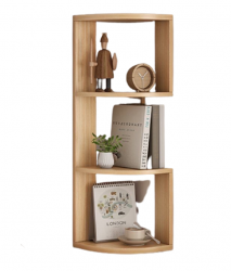 Kệ sách góc tường nhà bằng gỗ KGOC01