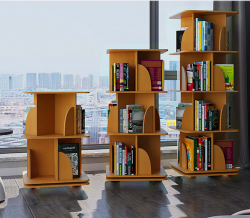 Kệ sách xoay tròn đa năng 360 độ bằng gỗ công nghiệp KX02