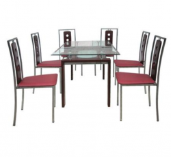 Bộ bàn ghế phòng ăn gia đình mặt kính B51