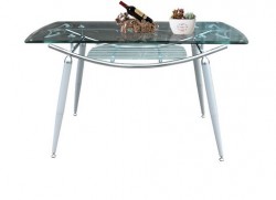 Bàn ăn khung sắt mặt kính B58