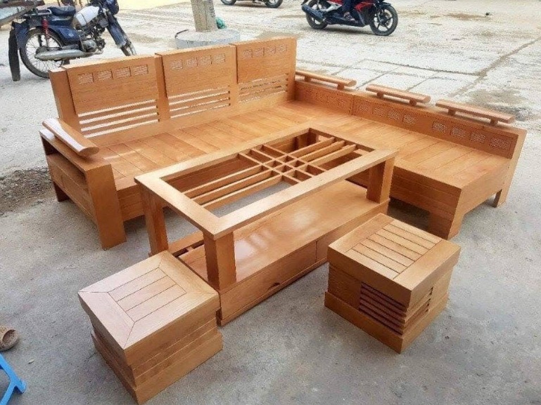 Bộ bàn ghế phòng khách hiện đại gỗ tự nhiên BPK05