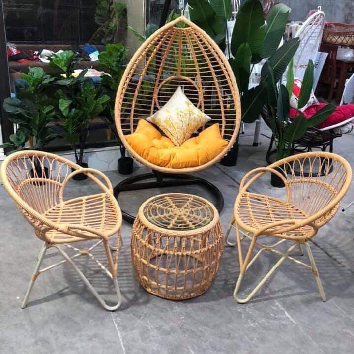 Bàn ghế ban công sân vườn giả mây BC98