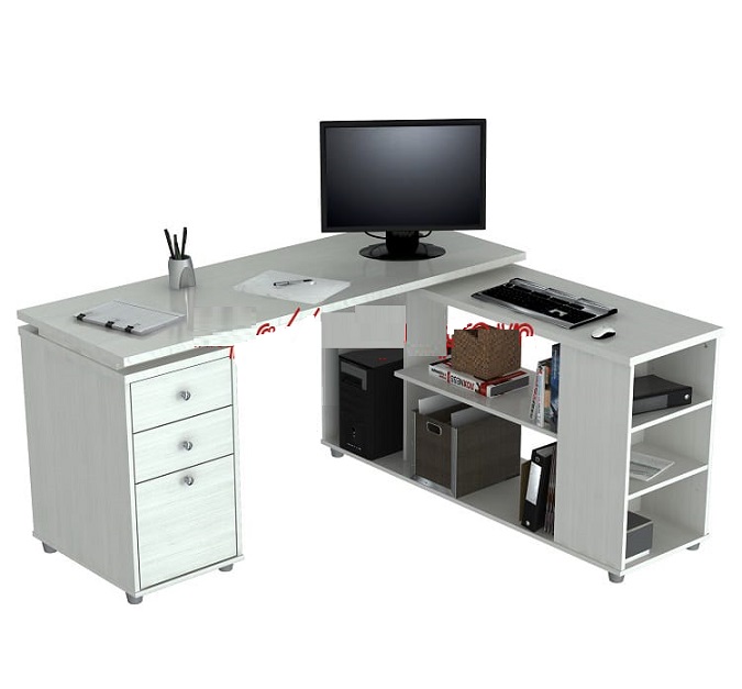 Bàn làm việc chữ L liền kệ và tủ di động BGK61