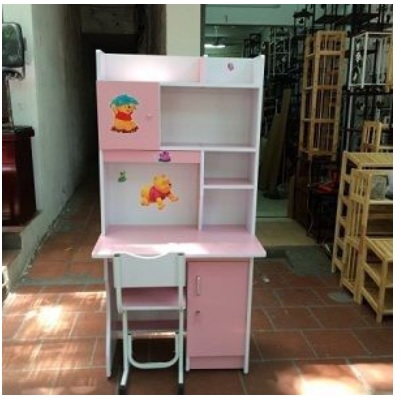 Bộ bàn ghế học sinh liền giá sách BLG08 màu Hồng
