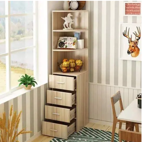 Kệ sách góc tường nhà bằng gỗ công nghiệp KGOC03